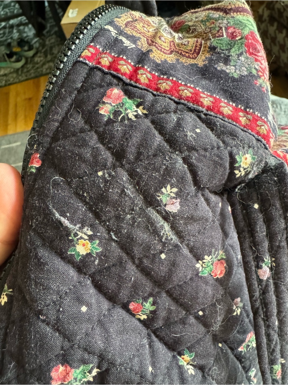 VERA BRADLEY Vintage Small Black Floral Duffle - Picture 3 of 11